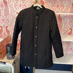 J. Jill Black Quilted Thigh Length Jacket Size S